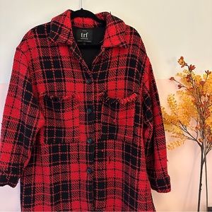 Zara Plaid Fringe Jacket/Cardigan